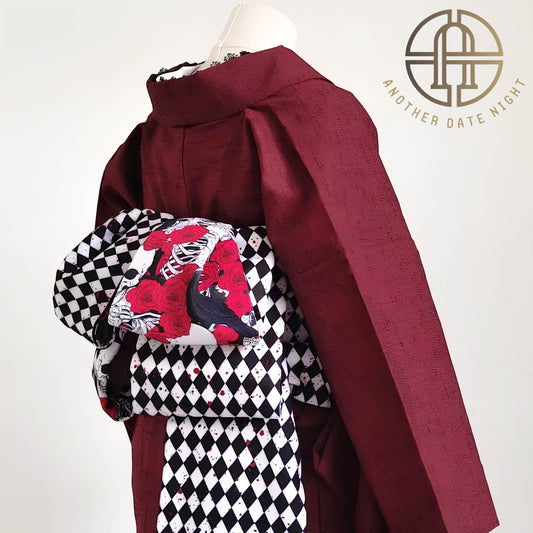 Skull & Rose Hanhaba Obi Belt: Dance of Death, Halloween Costume