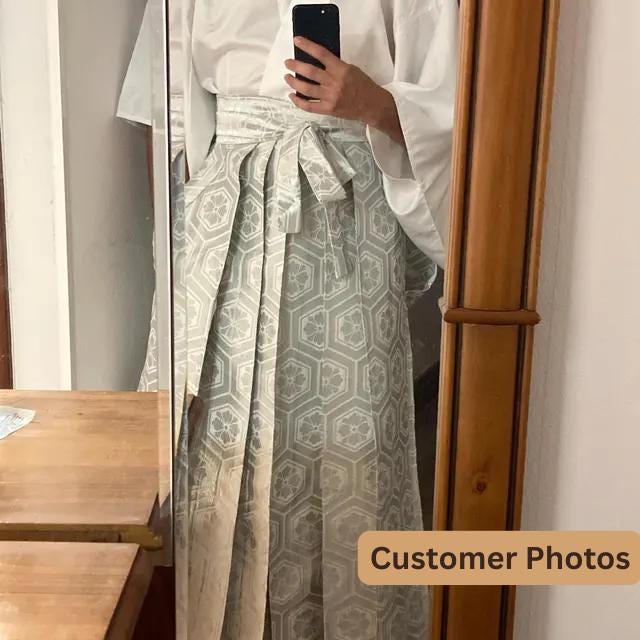 Men's Silver Hakama Pants: Traditional Japanese Kimono, Formal Wear
