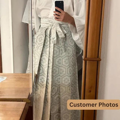 Men's Silver Hakama Pants: Traditional Japanese Kimono, Formal Wear