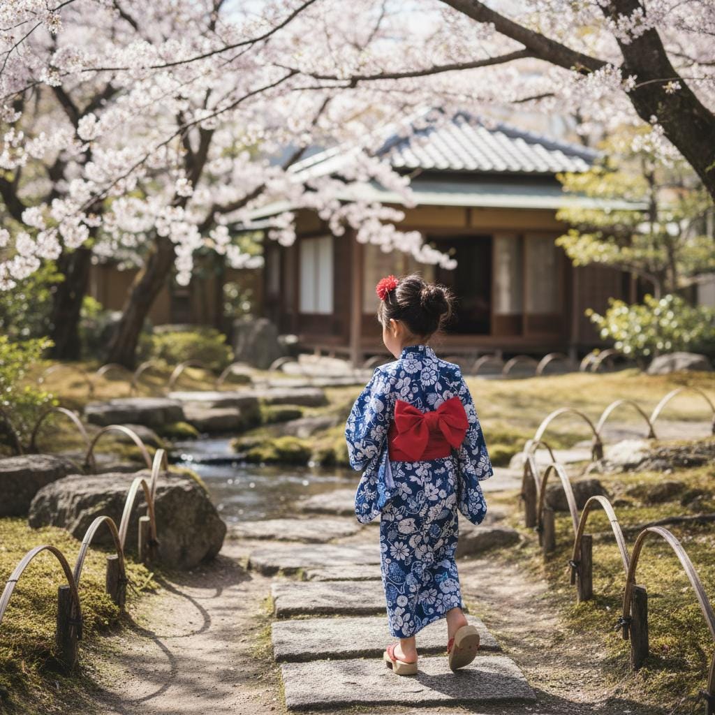 Girls' Yukata Set Blind Box: Japanese Summer Kimono, Obi & Sandals (85-145cm Wearer)