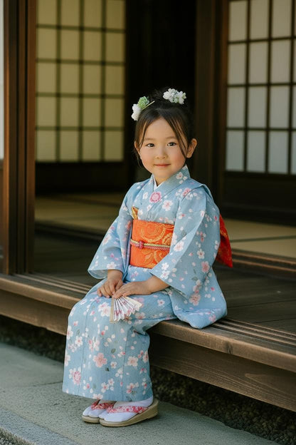 Girls' Yukata Set Blind Box: Japanese Summer Kimono, Obi & Sandals (85-145cm Wearer)