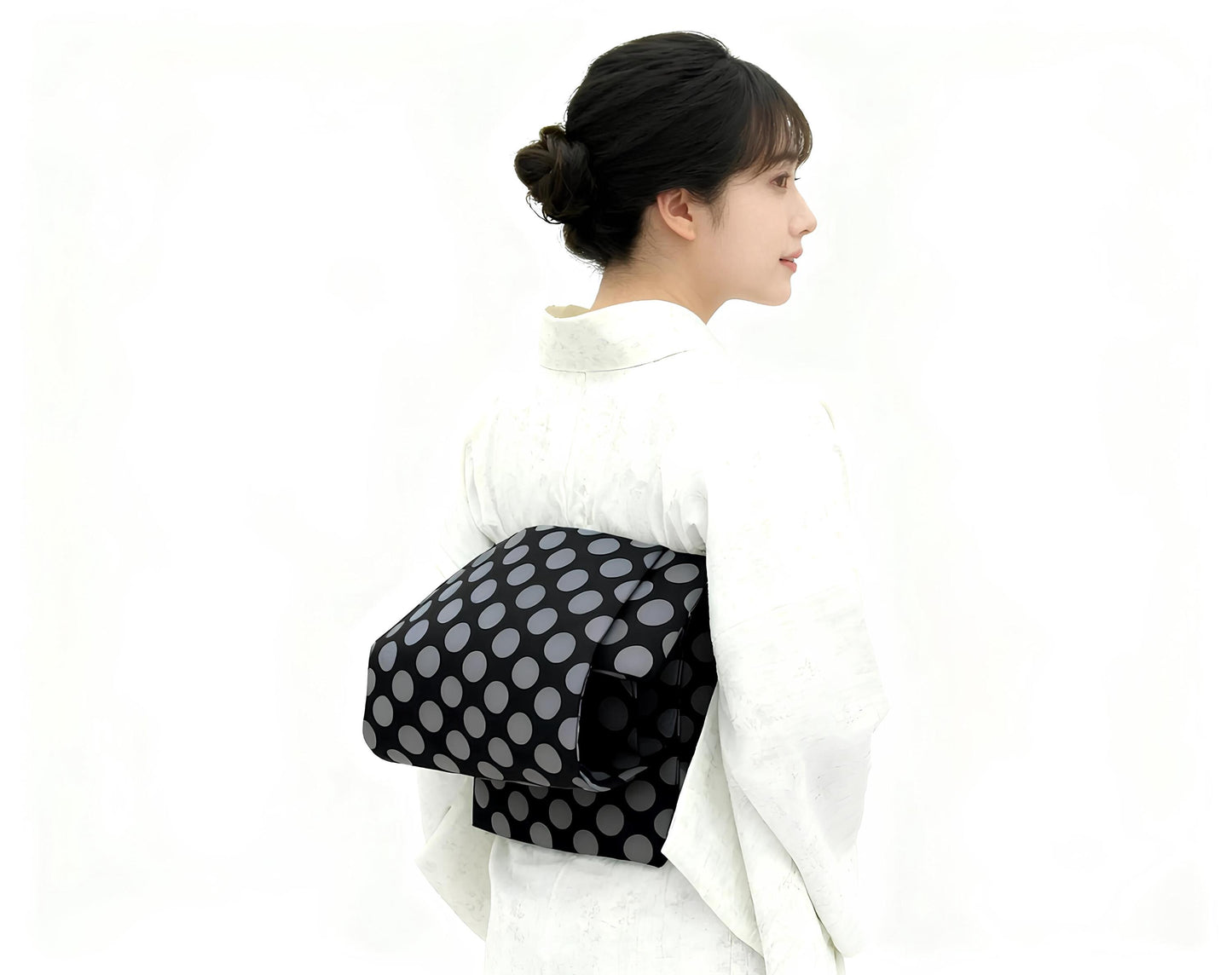 Beginner Friendly Pre-Tied Kimono Belt, Easy Wear Obi, Polka Dot Ginza Knot