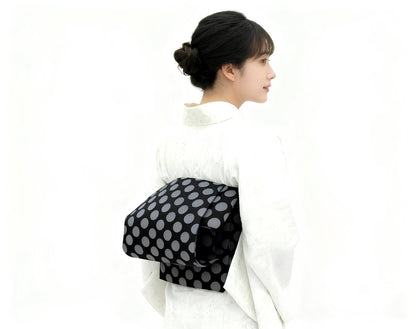 Beginner Friendly Pre-Tied Kimono Belt, Easy Wear Obi, Polka Dot Ginza Knot