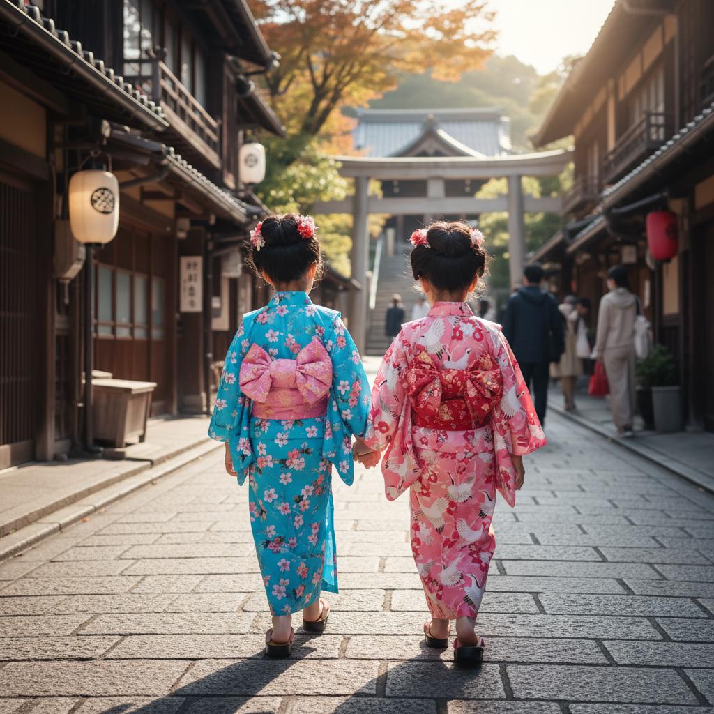 Girls' Yukata Set Blind Box: Japanese Summer Kimono, Obi & Sandals (85-145cm Wearer)