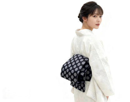 Beginner Friendly Pre-Tied Kimono Belt, Easy Wear Obi, Polka Dot Ginza Knot