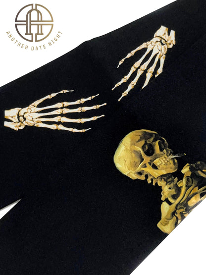 5-Mins Easy Wear Obi, Pre-Tied Kimono Belt, Van Gogh Skull, Burning Cigarette