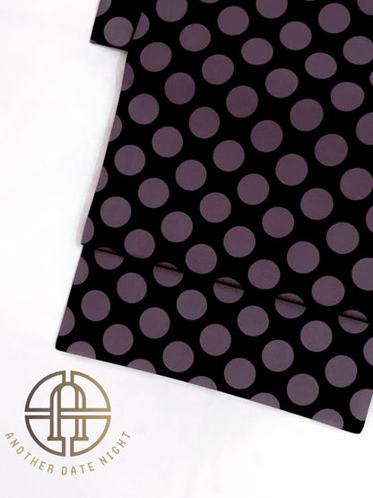 Pre-Tied Casual Kimono Obi, Quick to Wear, Dark Purple Polka Dot, Ginza Knot