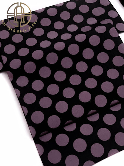 Pre-Tied Casual Kimono Obi, Quick to Wear, Dark Purple Polka Dot, Ginza Knot