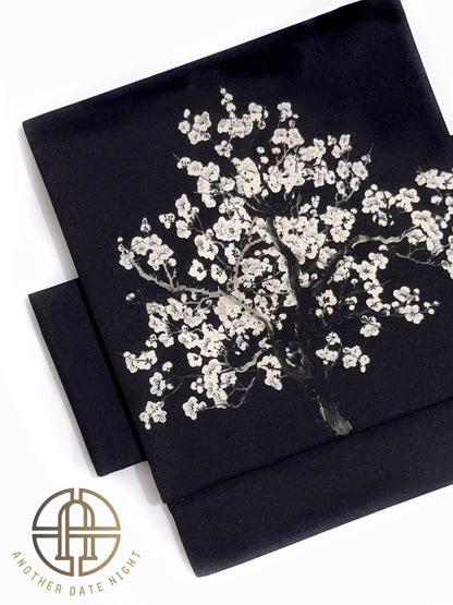 Japanese Plum Blossom Pre-Tied Nagoya Obi, Easy-Wear 5-Minute Taiko Knot, Ideal for Tea Ceremony