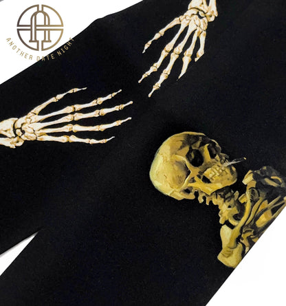 5-Mins Easy Wear Obi, Pre-Tied Kimono Belt, Van Gogh Skull, Burning Cigarette