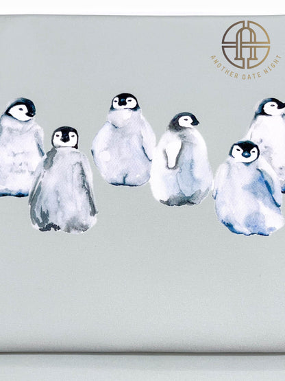 Pastel Green Pre-tied Nagoya Obi: Penguin Print, Easy Kimono Belt, Tea Ceremony