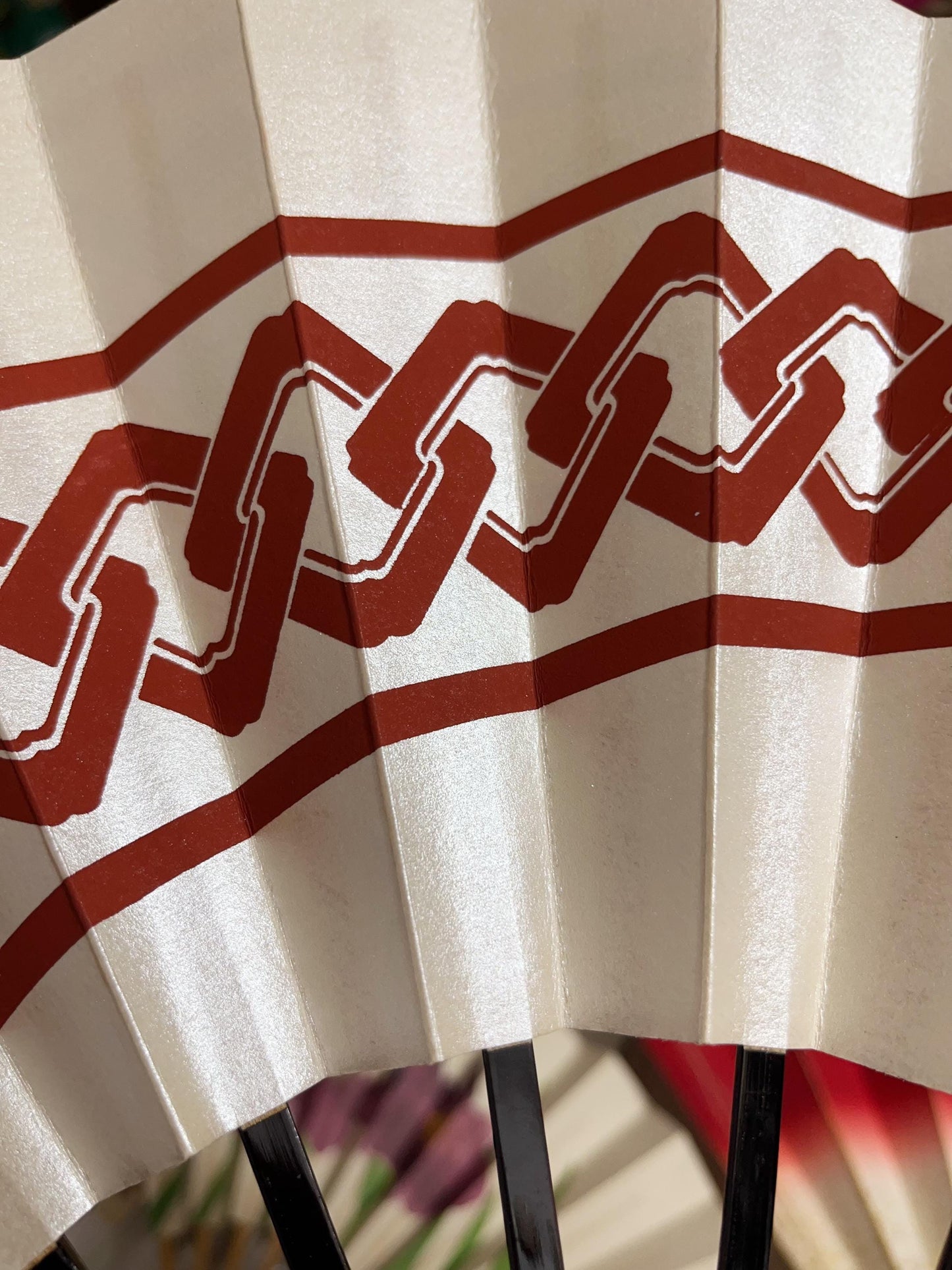 Vintage Japanese Folding Fan: White Odori Dance Sensu, with Box, No. 504