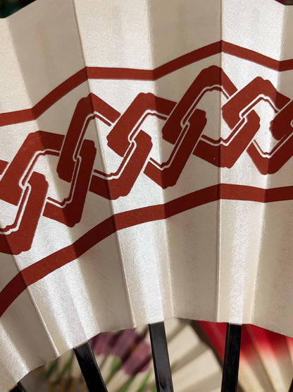 Vintage Japanese Folding Fan: White Odori Dance Sensu, with Box, No. 504