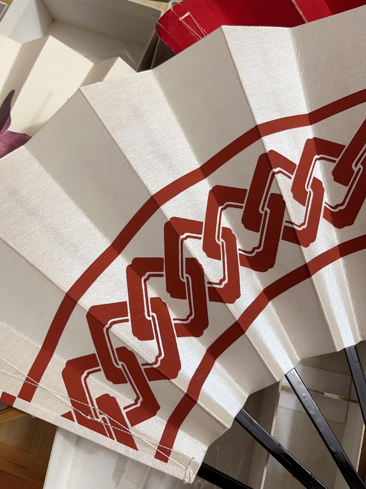 Vintage Japanese Folding Fan: White Odori Dance Sensu, with Box, No. 504