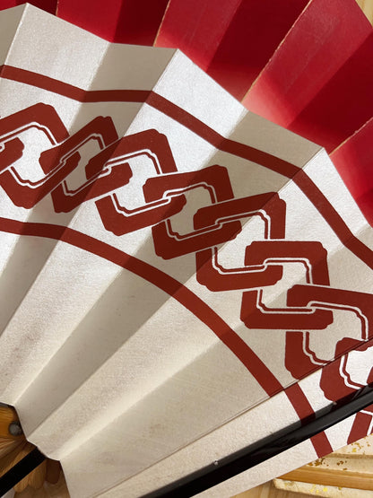 Vintage Japanese Folding Fan: White Odori Dance Sensu, with Box, No. 504