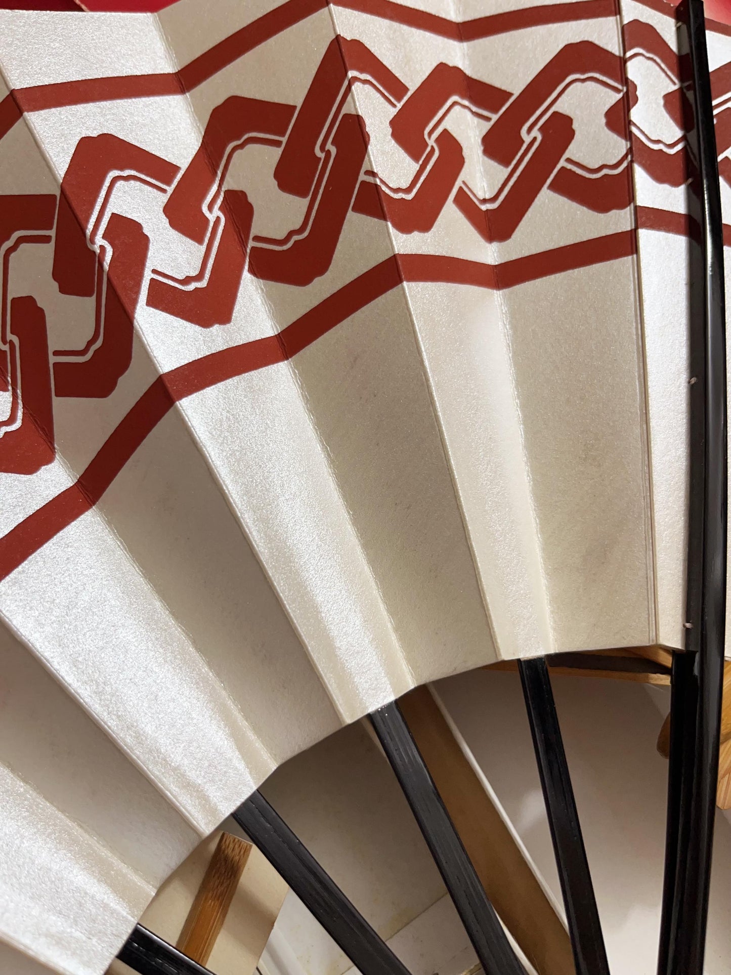 Vintage Japanese Folding Fan: White Odori Dance Sensu, with Box, No. 504