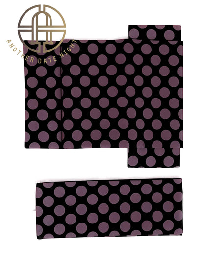 Pre-Tied Casual Kimono Obi, Quick to Wear, Dark Purple Polka Dot, Ginza Knot