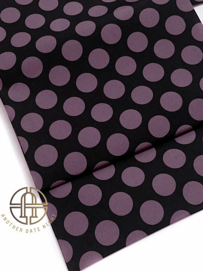 Pre-Tied Casual Kimono Obi, Quick to Wear, Dark Purple Polka Dot, Ginza Knot