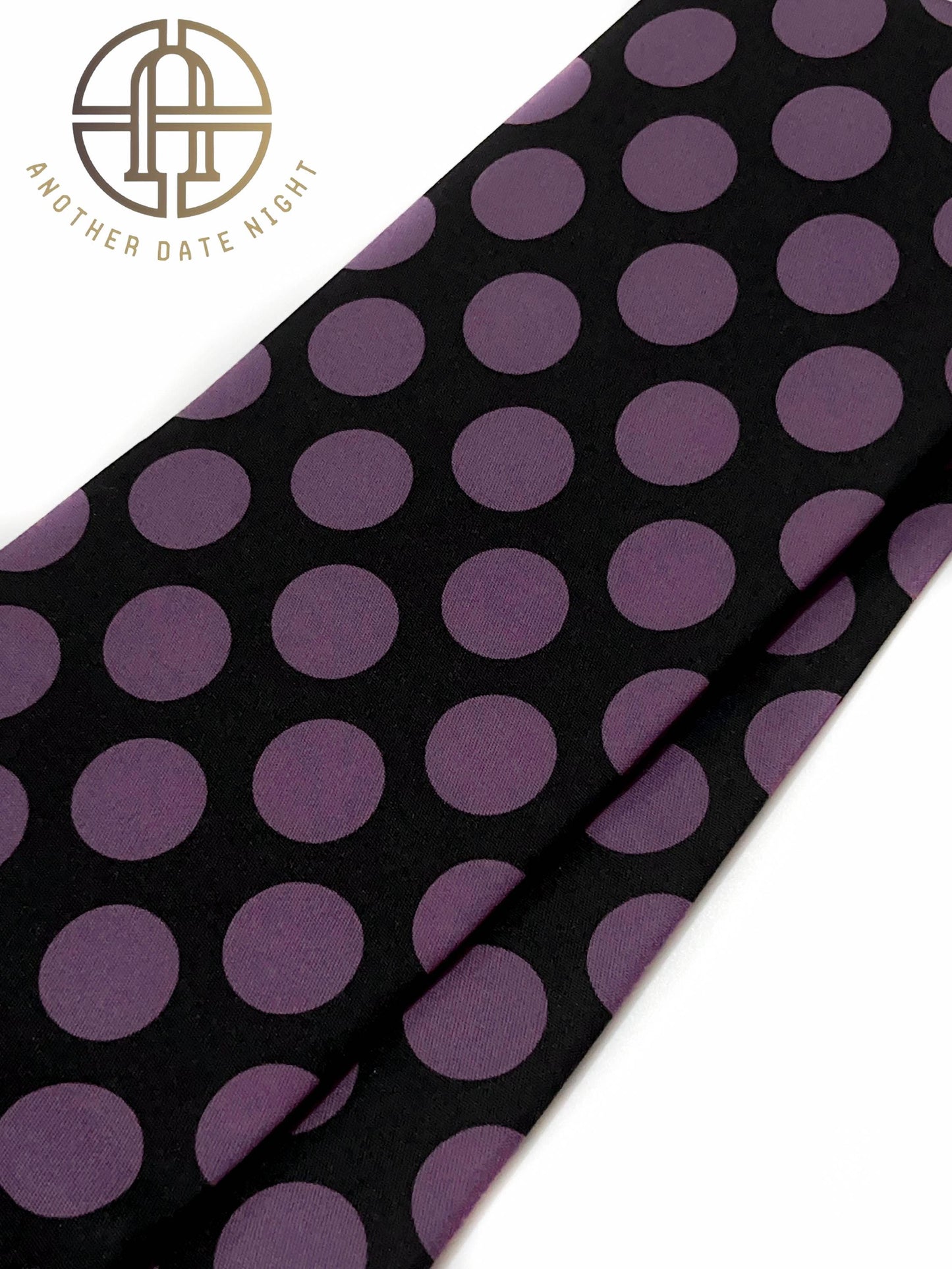Pre-Tied Casual Kimono Obi, Quick to Wear, Dark Purple Polka Dot, Ginza Knot