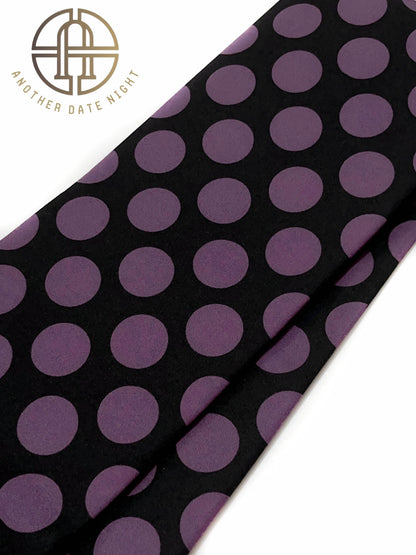Pre-Tied Casual Kimono Obi, Quick to Wear, Dark Purple Polka Dot, Ginza Knot