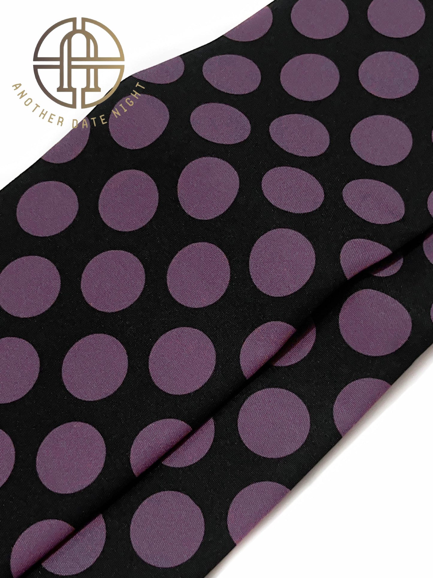 Pre-Tied Casual Kimono Obi, Quick to Wear, Dark Purple Polka Dot, Ginza Knot