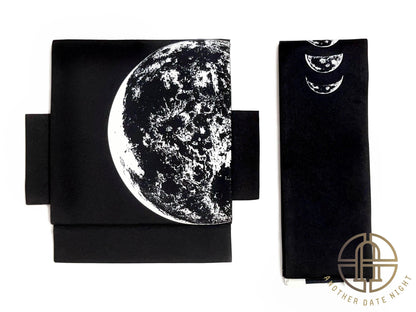 Moon Phase Pre-Tied Nagoya Obi: Easy Wear Taiko Knot, Polyester Double Sided Sash