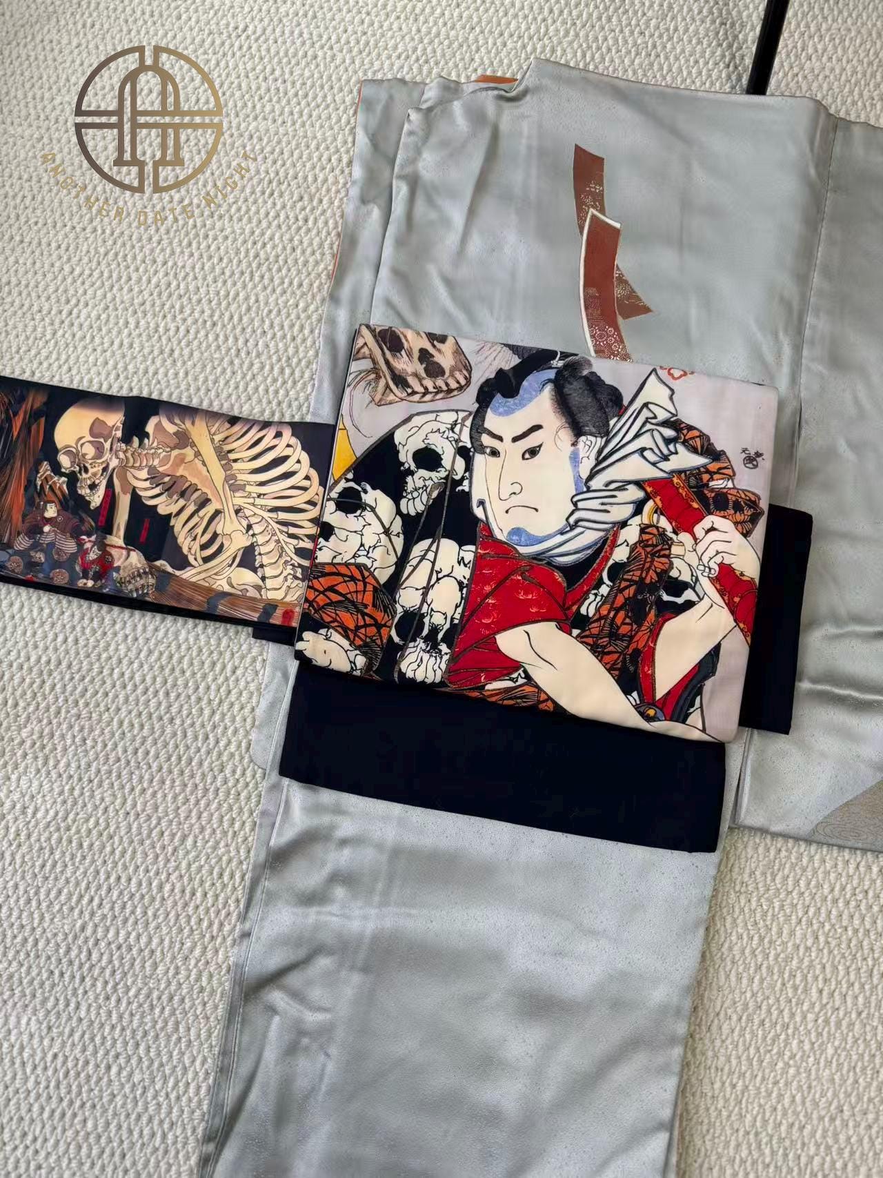 Takiyasha Witch Edo Period Ukiyo-e, Easy Wear Pre-Tied Nagoya Obi, Double Sided Sash