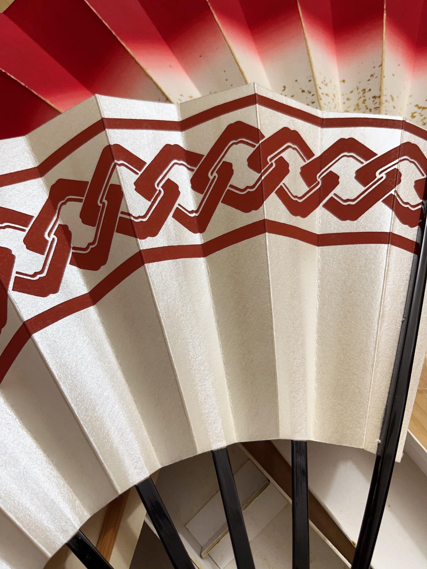 Vintage Japanese Folding Fan: White Odori Dance Sensu, with Box, No. 504