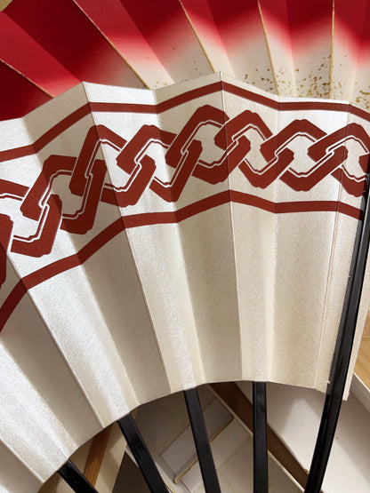 Vintage Japanese Folding Fan: White Odori Dance Sensu, with Box, No. 504