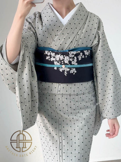 Japanese Plum Blossom Pre-Tied Nagoya Obi, Easy-Wear 5-Minute Taiko Knot, Ideal for Tea Ceremony