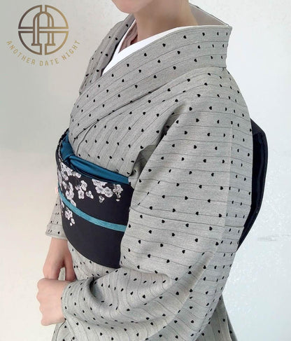 Japanese Plum Blossom Pre-Tied Nagoya Obi, Easy-Wear 5-Minute Taiko Knot, Ideal for Tea Ceremony