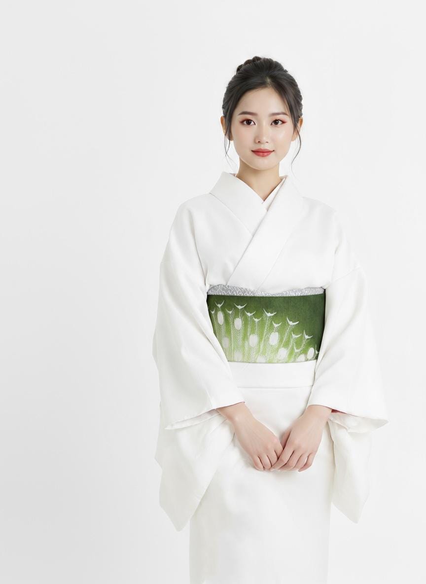 Easy Wear Kimono Belt, Pre-Tied Taiko Knot, Nagoya Obi, Two-Side Sash