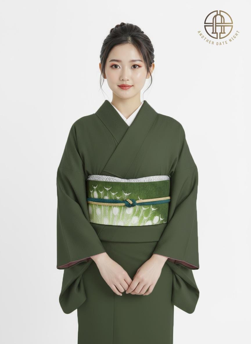 Easy Wear Kimono Belt, Pre-Tied Taiko Knot, Nagoya Obi, Two-Side Sash