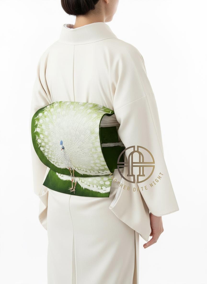 Easy Wear Kimono Belt, Pre-Tied Taiko Knot, Nagoya Obi, Two-Side Sash