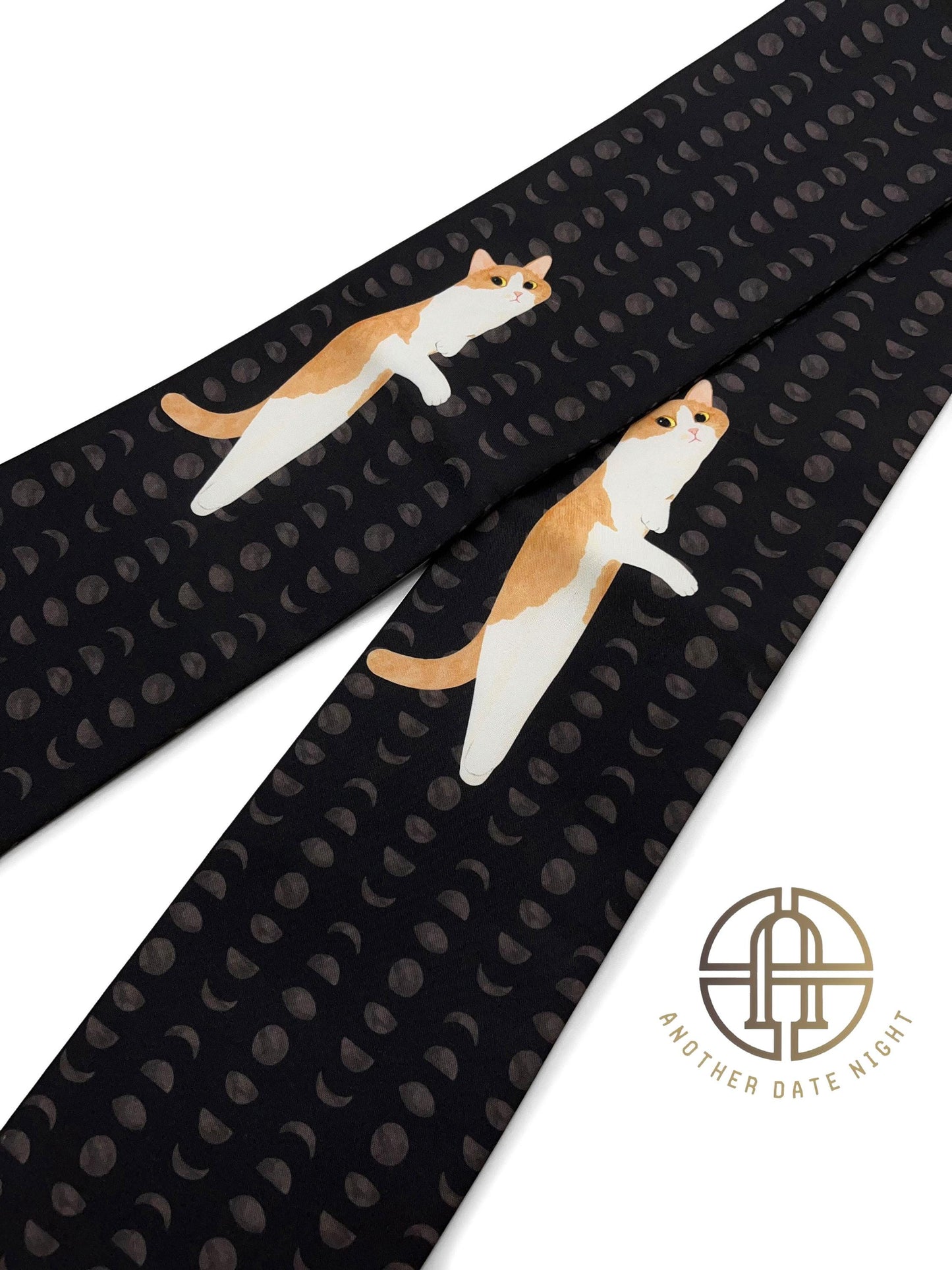 Brown Cat Flat-Lying Pre-Tied Taiko Knot, Nagoya Obi, Easy Wear, Two-Side Sash