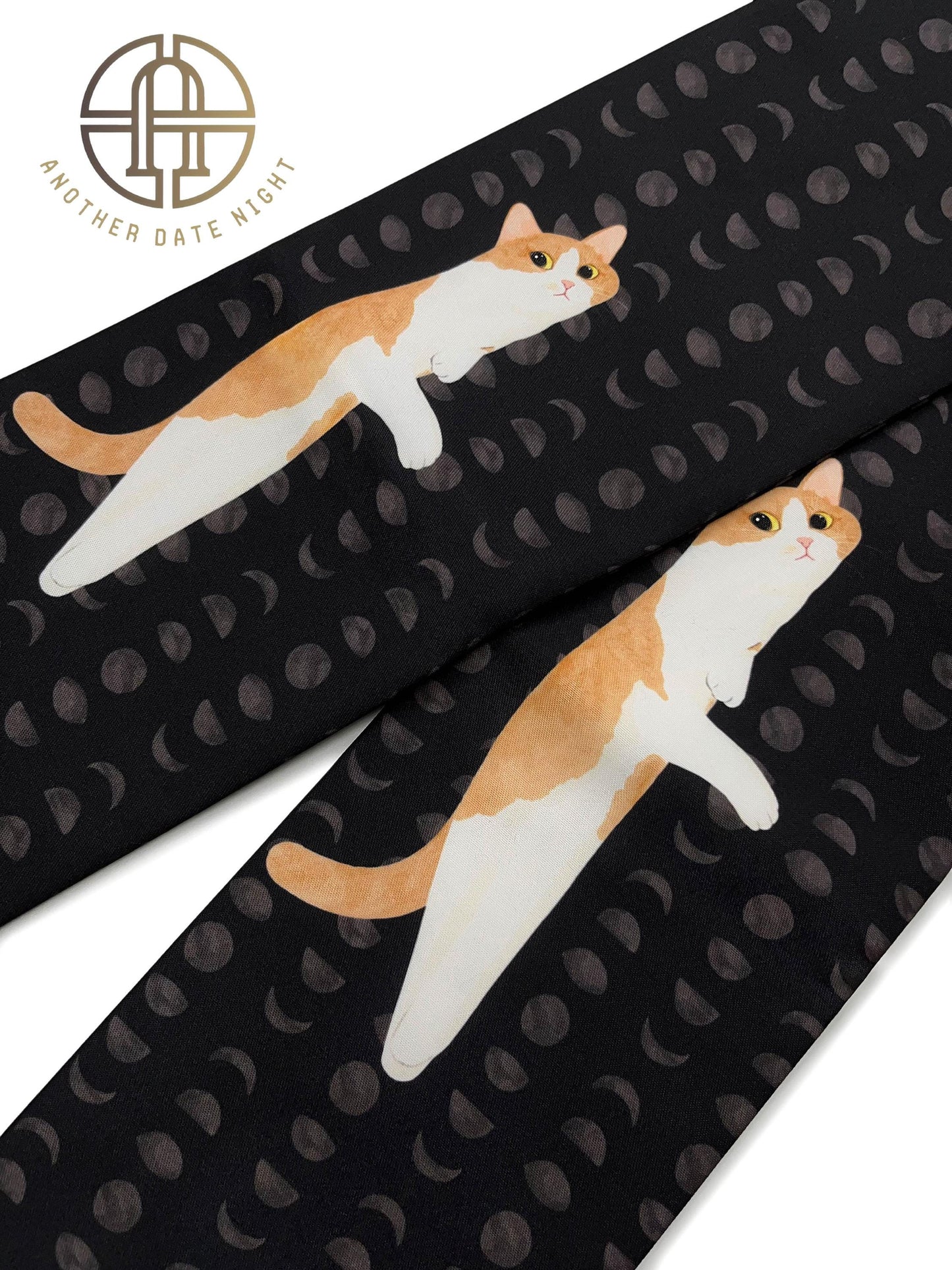 Brown Cat Flat-Lying Pre-Tied Taiko Knot, Nagoya Obi, Easy Wear, Two-Side Sash