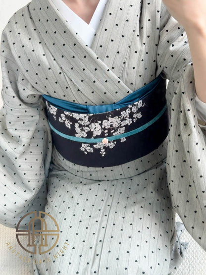 Japanese Plum Blossom Pre-Tied Nagoya Obi, Easy-Wear 5-Minute Taiko Knot, Ideal for Tea Ceremony