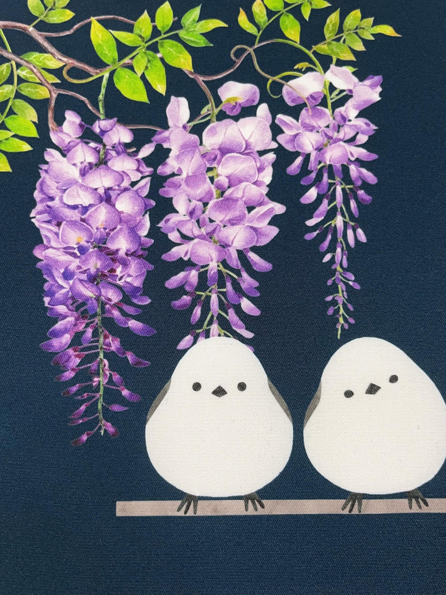 Hokkaido Long-tailed Tit (or Shima-enaga) Pre-Tied Taiko Knot, Easy Wear Nagoya Obi, Two-Side Sash