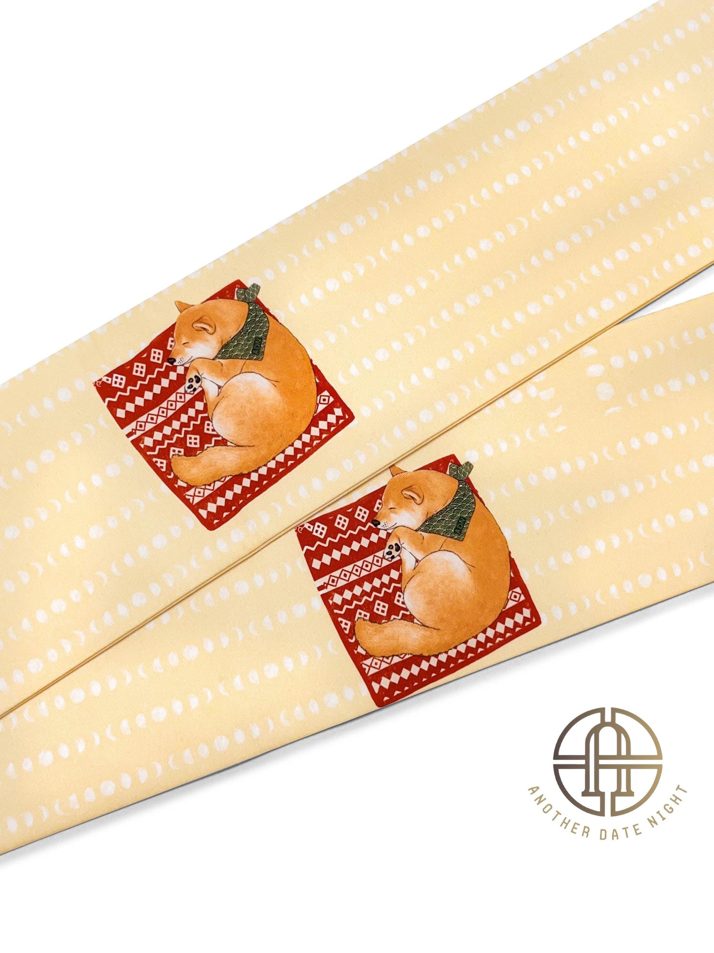 Shiba Inu Pre-Tied Taiko Knot, Easy Wear Nagoya Obi, Two-Side Sash