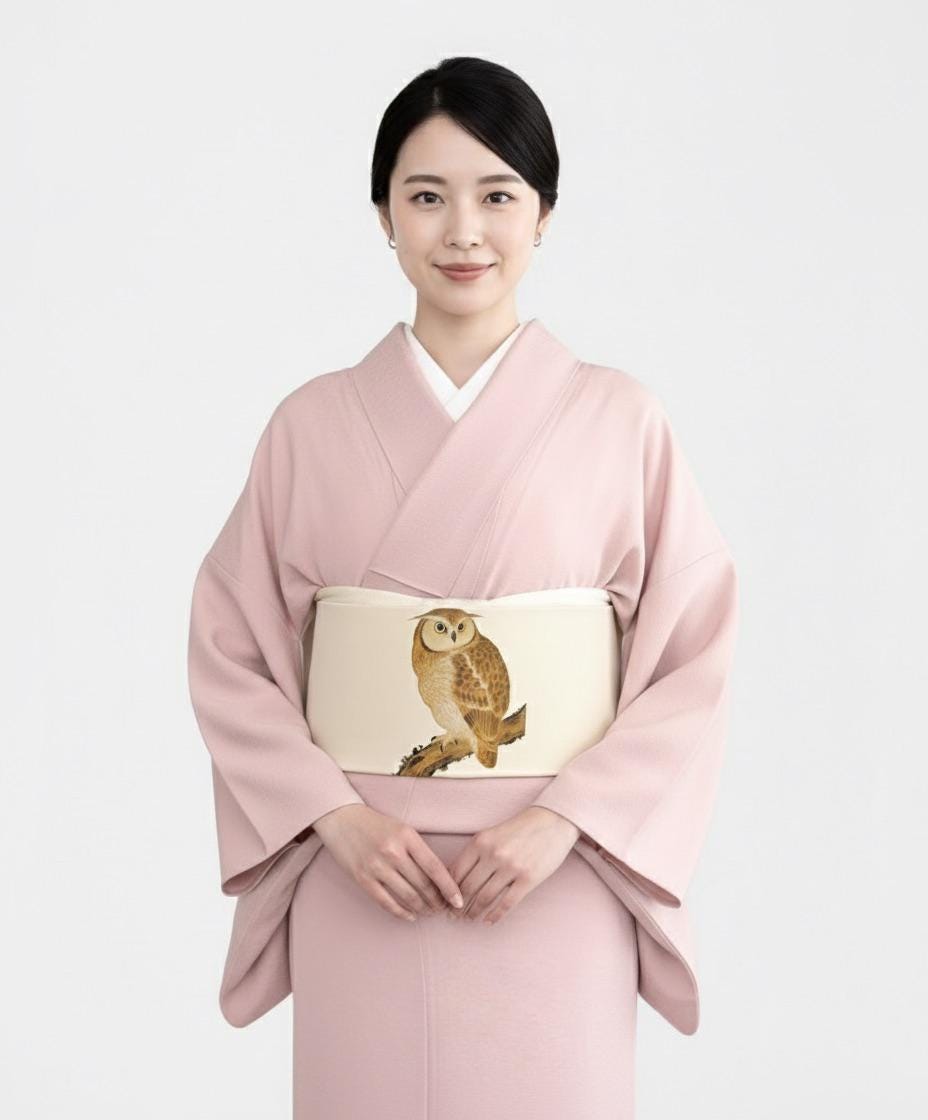 Iromuji Kimono Set: Washable Polyester, Tea Ceremony Wear with Pre-Tied Obi