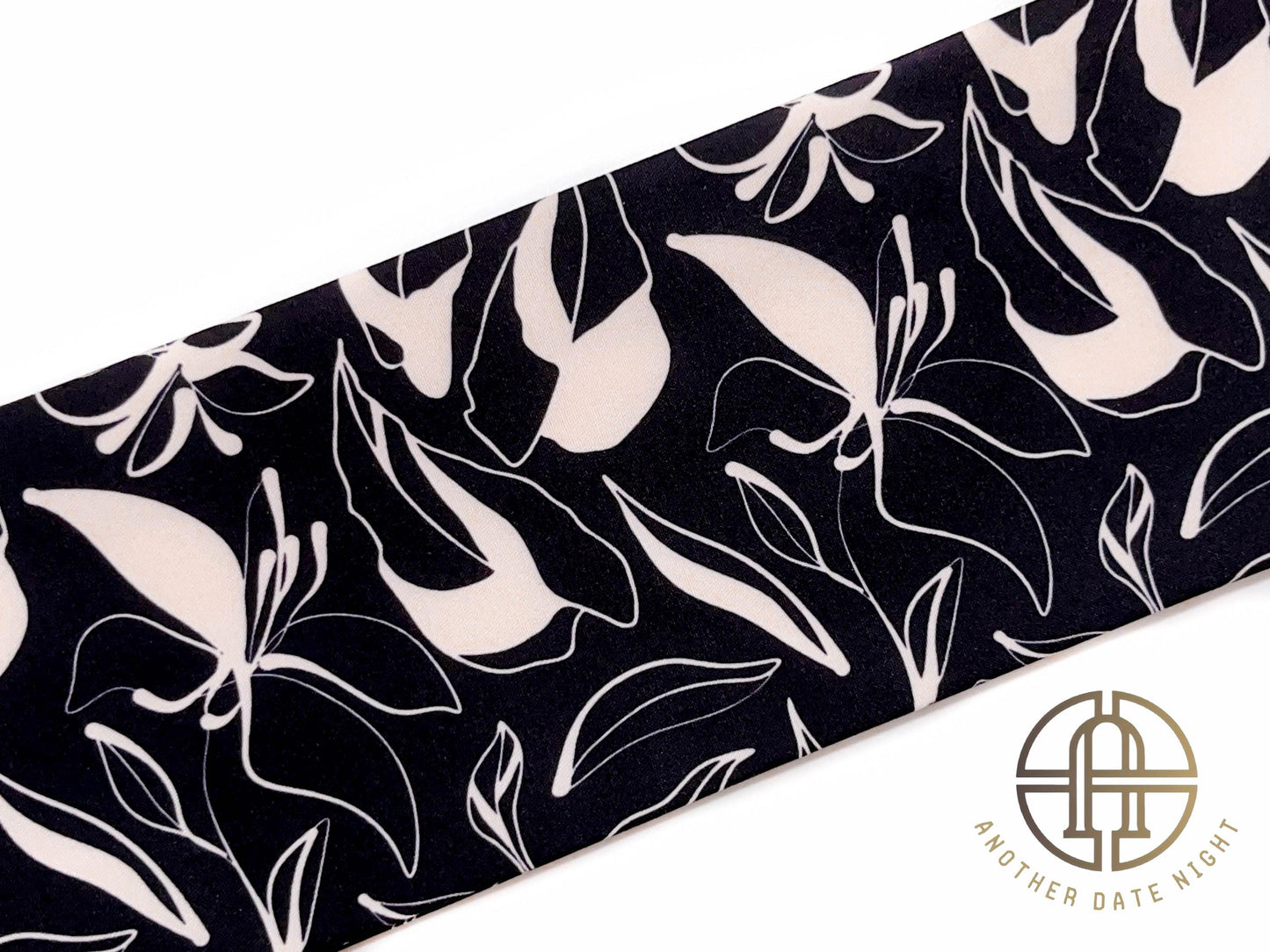 5-Mins Wear Pre-Tied Obi, Japanese Kimono Belt, Black Floral Art Deco