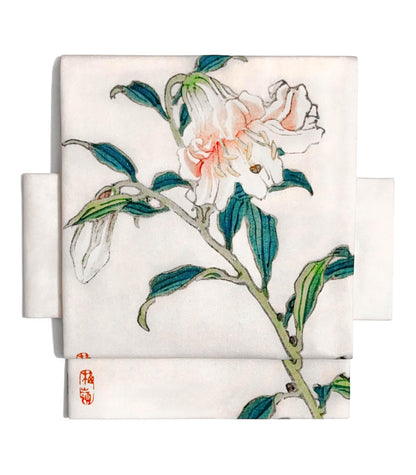 Japanese Floral Pre-Tied Taiko Knot, Easy Wear Nagoya Obi, Flowery Kimono Belt