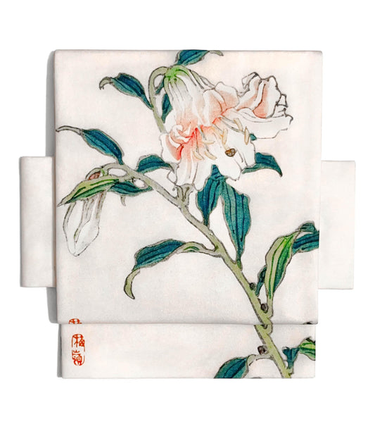 Japanese Floral Pre-Tied Taiko Knot, Easy Wear Nagoya Obi, Flowery Kimono Belt