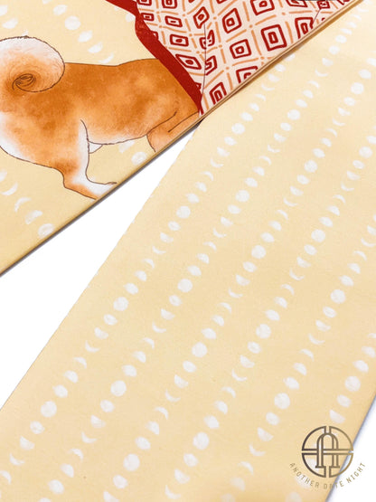 Shiba Inu Pre-Tied Taiko Knot, Easy Wear Nagoya Obi, Two-Side Sash