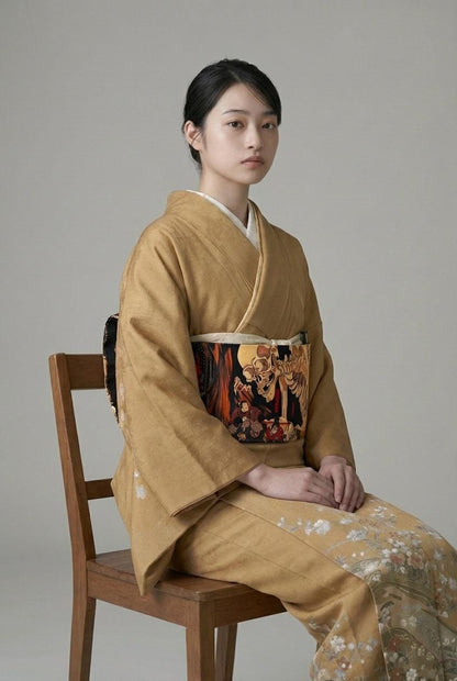 Takiyasha Witch Ukiyo-e Easy Wear Obi, Pre-Tied Taiko Knot, Wear in 5-10 Mins