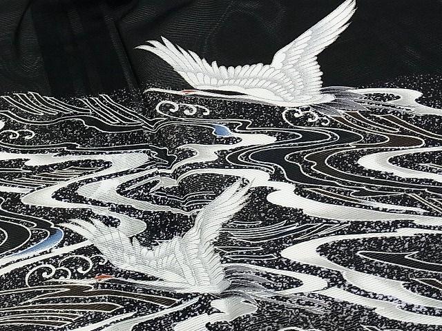 Vintage Houmongi Kimono with Crane Pattern, Ro Summer Kimono, Washable, Rank A-, B14