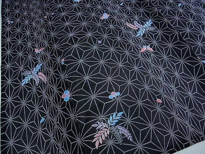 Vintage Komon, Washable Ro Summer Kimono, Butterfly Pattern, Rank A-, B13