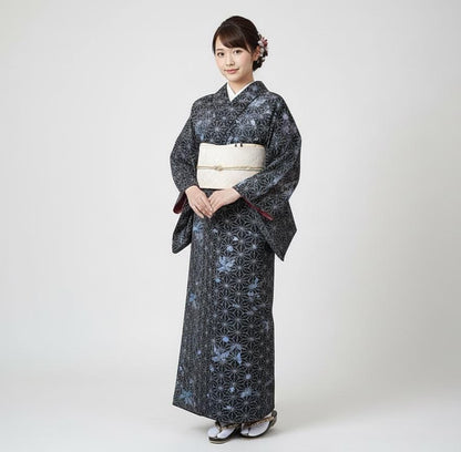 Vintage Komon, Washable Ro Summer Kimono, Butterfly Pattern, Rank A-, B13