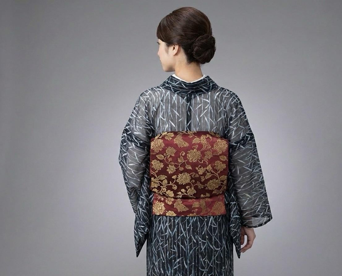 Vintage Komon Kimono with Floral Pattern, Ro Summer Kimono, Washable, Rank A+, B12