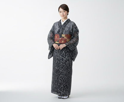 Vintage Komon Kimono with Floral Pattern, Ro Summer Kimono, Washable, Rank A+, B12